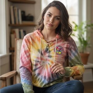 Dreamsicle Hampton Beach NH Tie Dye Hoodie Hooded Sweatshirt Flip Flops Sandals